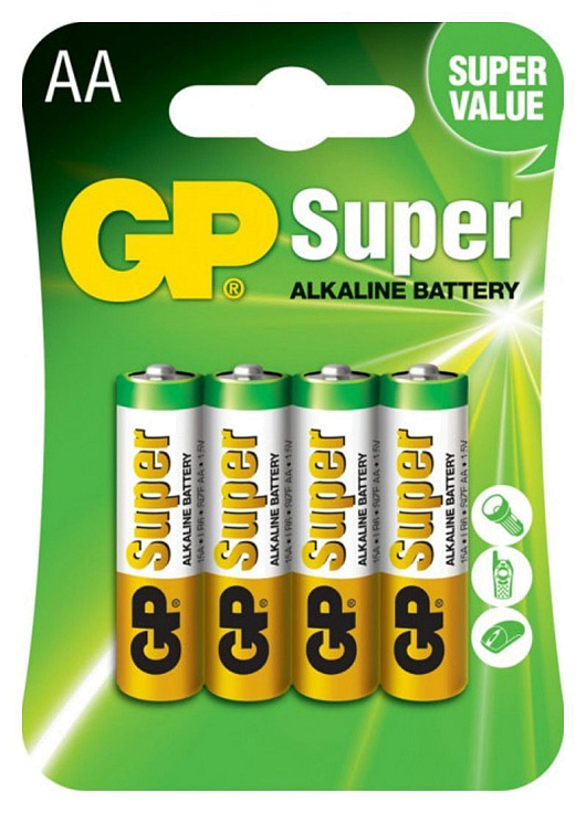 Батарейка щелочная GP LR6 (AA) Super Alkaline 1.5V (4шт.)