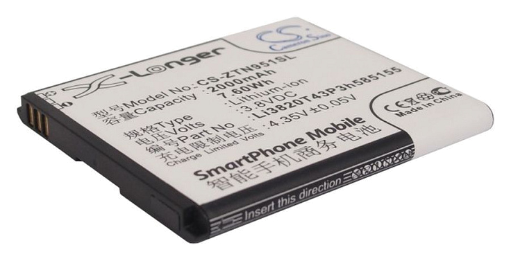 Аккумулятор CameronSino CS-ZTN951SL для ZTE Leo M1, N983 для Li3718T42P3h585155