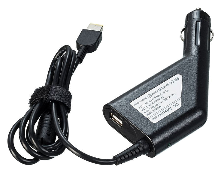 Автомобильный блок питания для ноутбуков Lenovo 20V 3.25A (прямоугольный разъем)