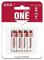 Батарейка щелочная SMARTBUY ONE LR03 AAA 4BL (SOBA-3A04B-ECO) (4/48/960) (4 ШТ)